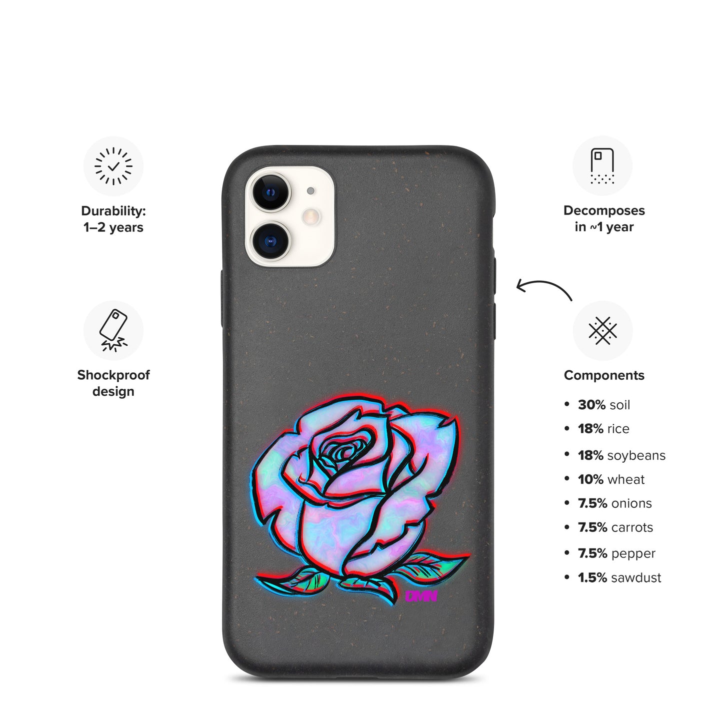 Watercolor Rose Speckled Case for iPhone®