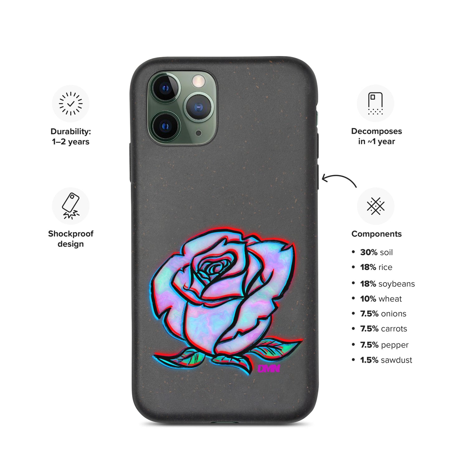 Watercolor Rose Speckled Case for iPhone®