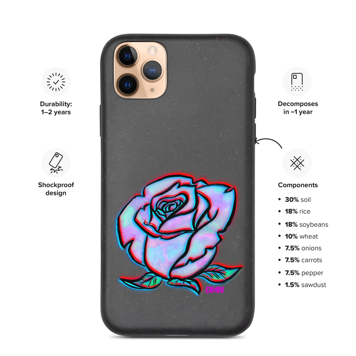Watercolor Rose Speckled Case for iPhone®