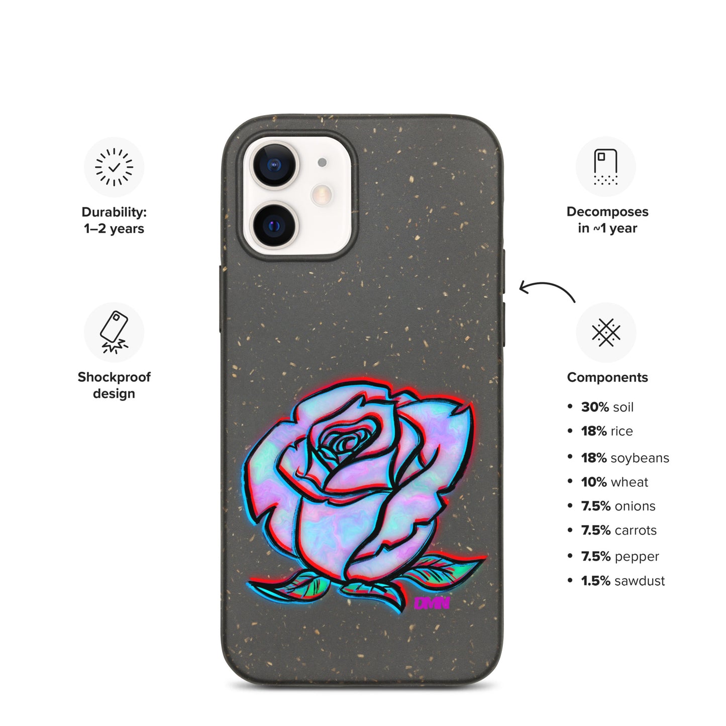 Watercolor Rose Speckled Case for iPhone®