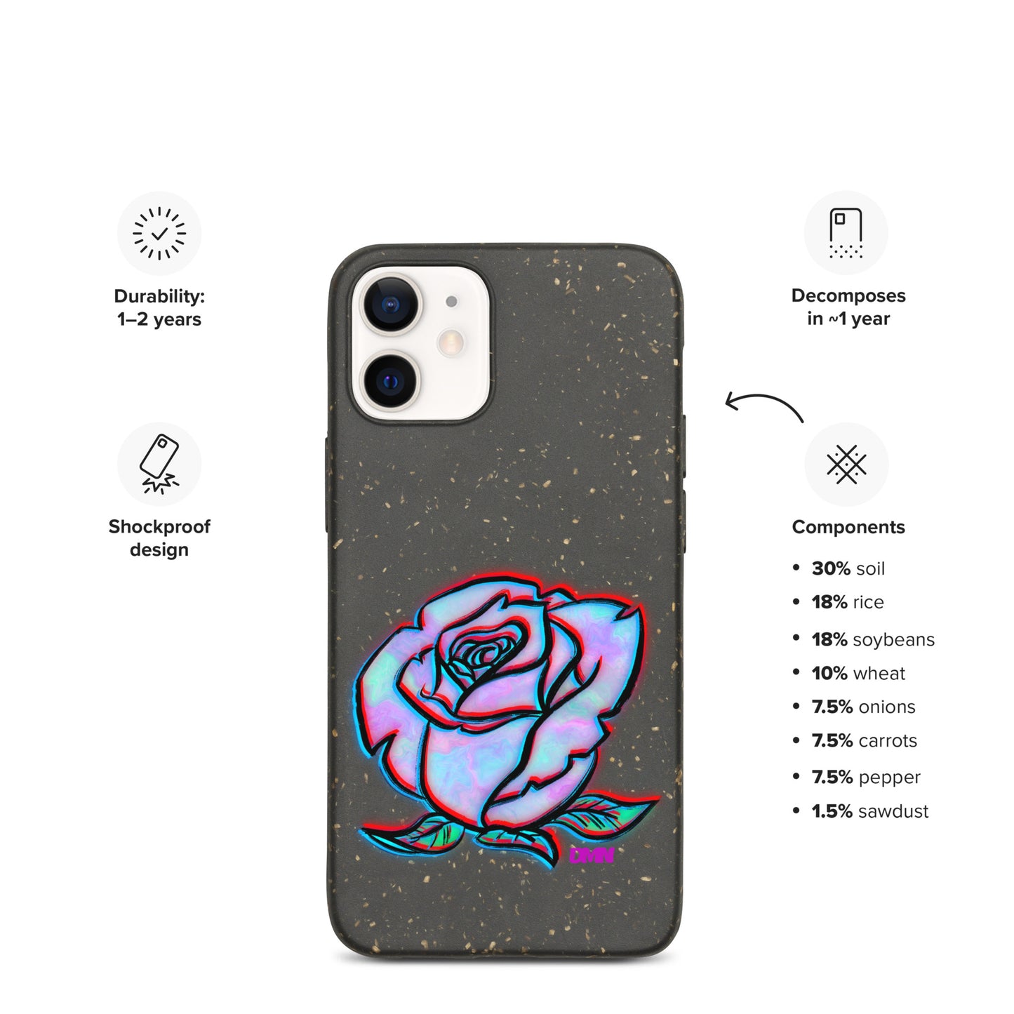 Watercolor Rose Speckled Case for iPhone®
