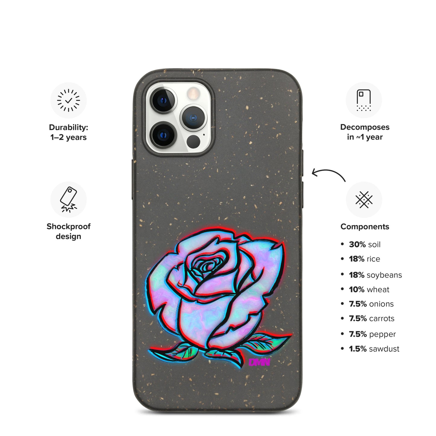 Watercolor Rose Speckled Case for iPhone®
