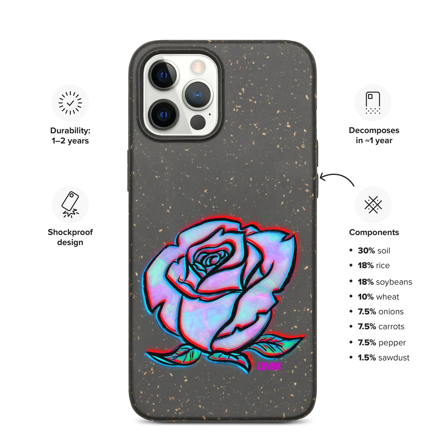 Watercolor Rose Speckled Case for iPhone®