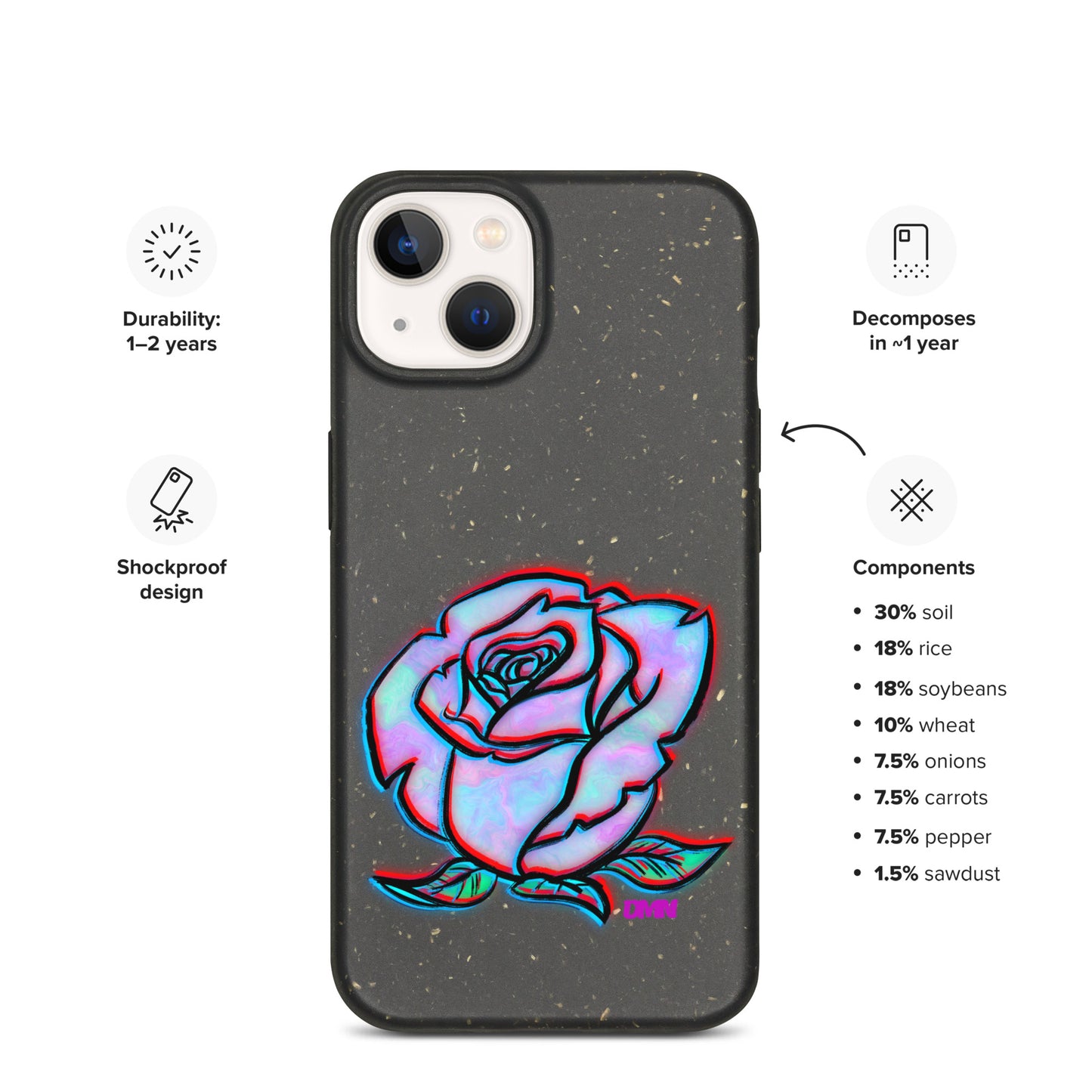 Watercolor Rose Speckled Case for iPhone®