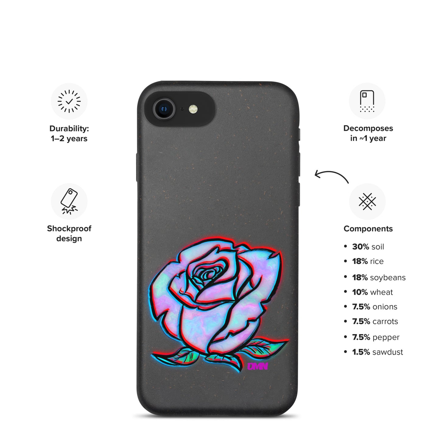 Watercolor Rose Speckled Case for iPhone®