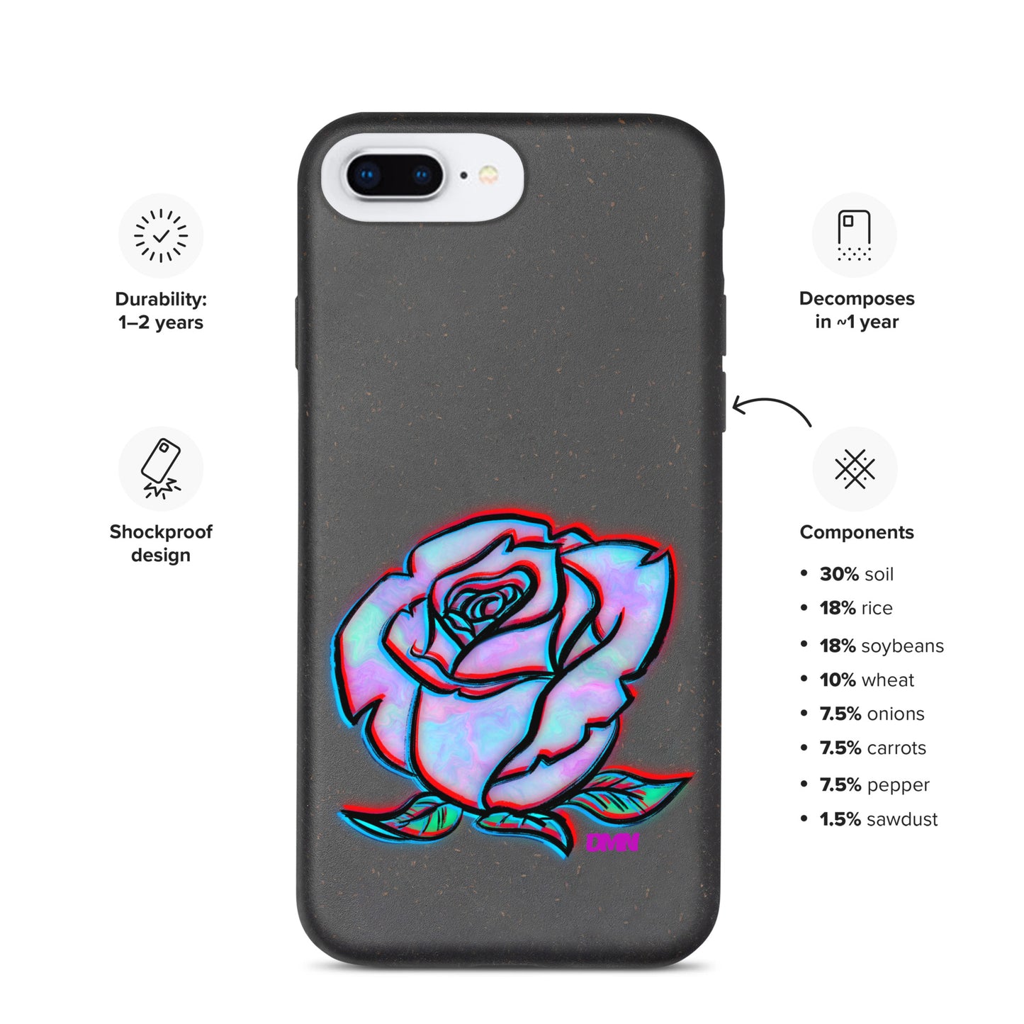 Watercolor Rose Speckled Case for iPhone®