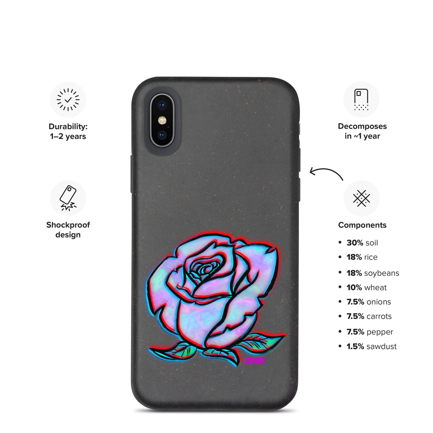 Watercolor Rose Speckled Case for iPhone®