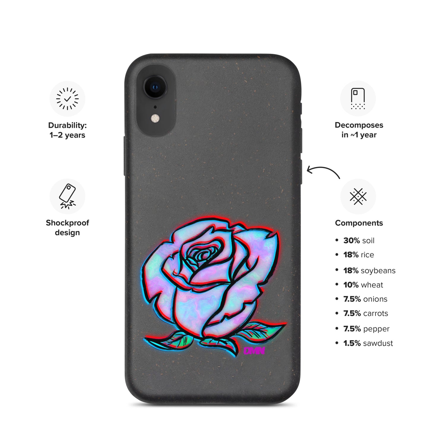 Watercolor Rose Speckled Case for iPhone®