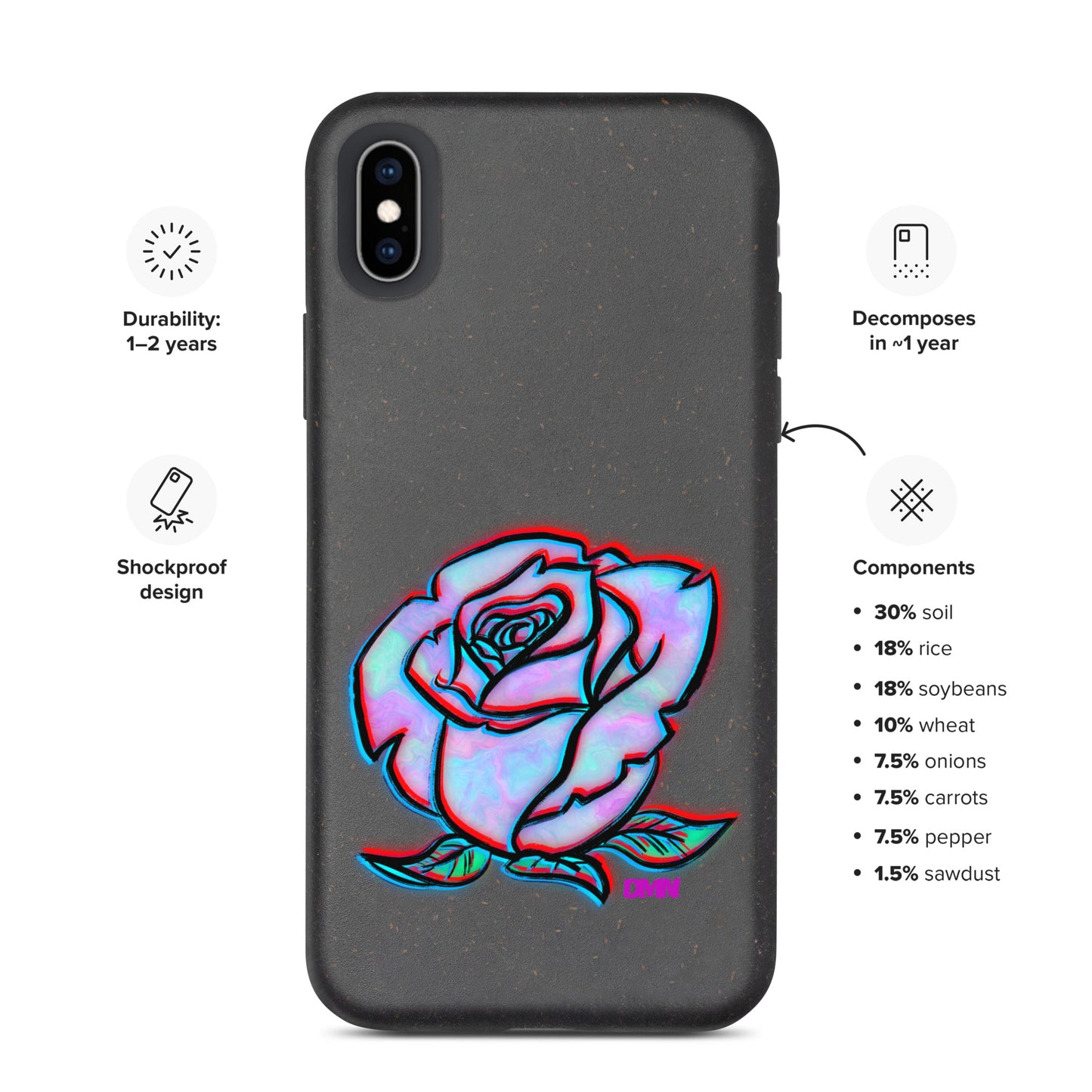 Watercolor Rose Speckled Case for iPhone®